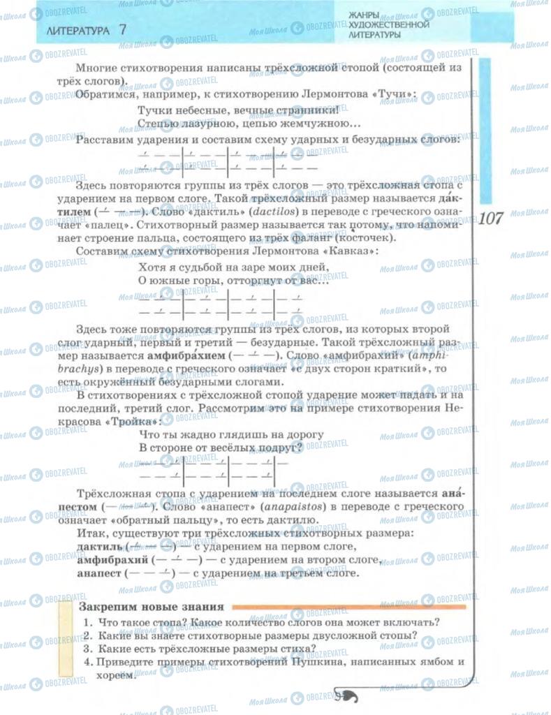 Підручники Зарубіжна література 7 клас сторінка 107