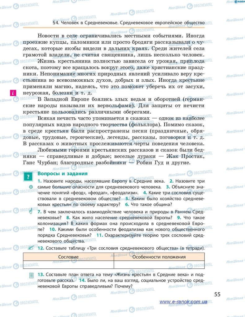 Учебники Всемирная история 7 класс страница 55