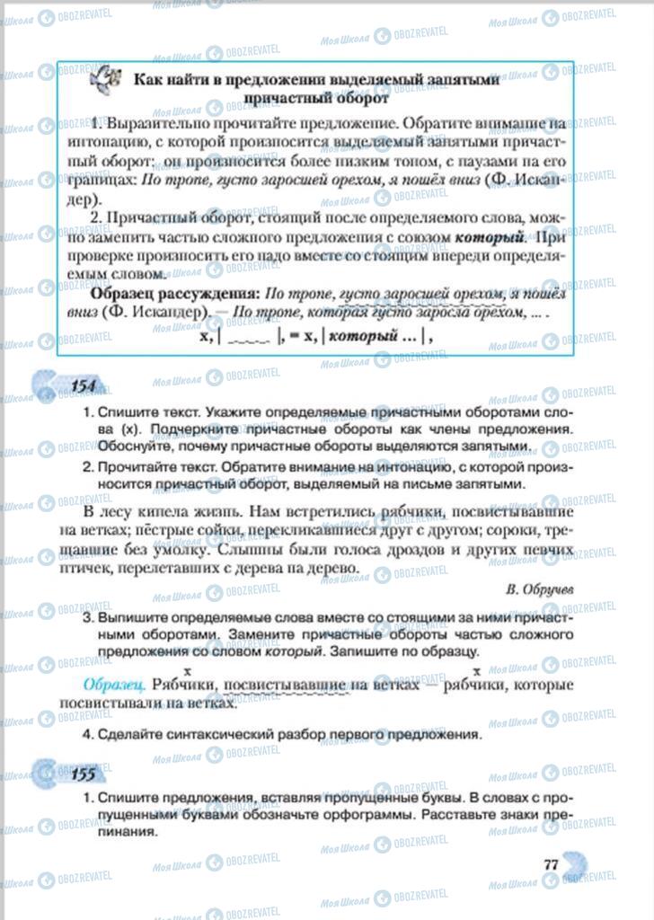 Підручники Російська мова 7 клас сторінка 77