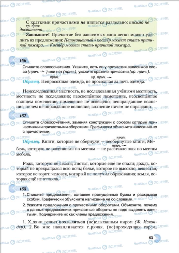 Підручники Російська мова 7 клас сторінка 83