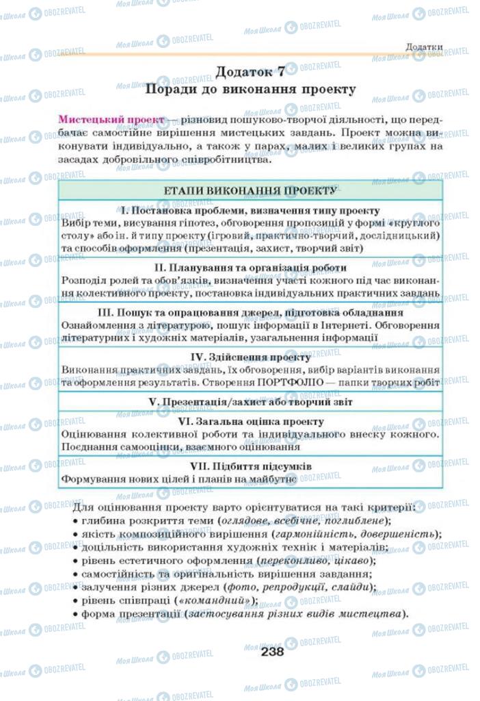 Підручники Мистецтво 8 клас сторінка  238