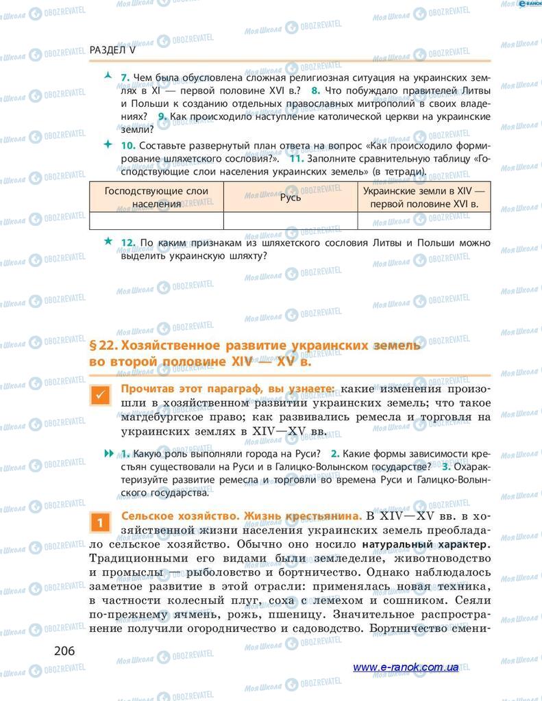Учебники История Украины 7 класс страница 206