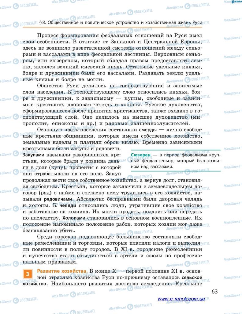 Підручники Історія України 7 клас сторінка 63