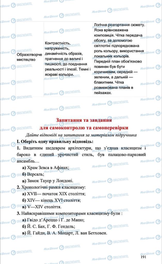 Підручники Мистецтво 8 клас сторінка 191