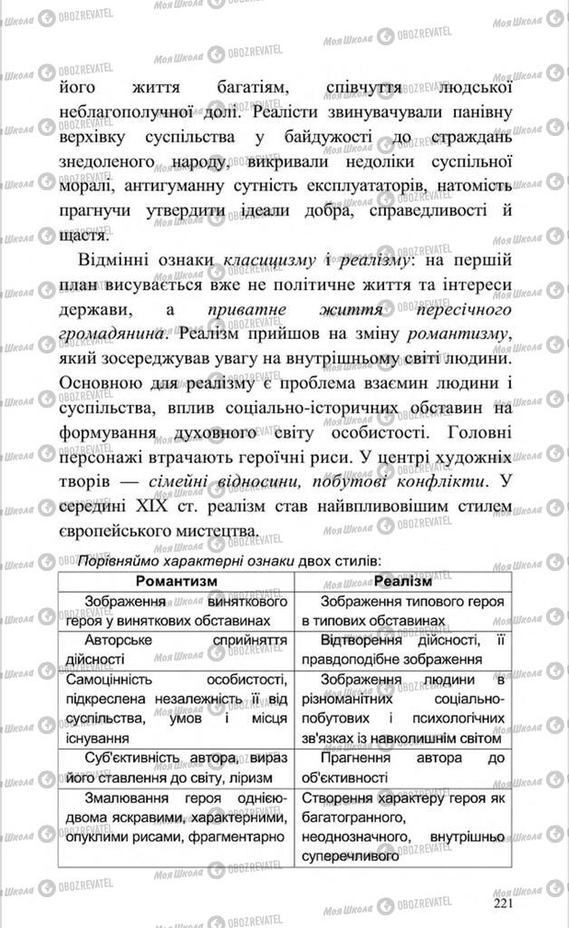 Підручники Мистецтво 8 клас сторінка 221