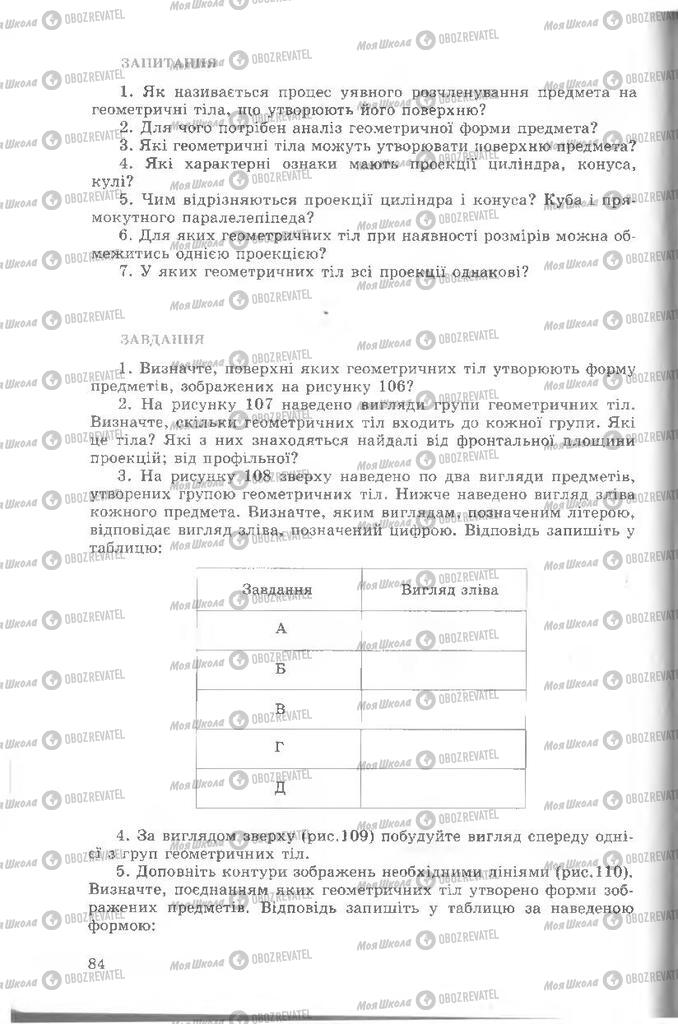 Підручники Креслення 8 клас сторінка  84