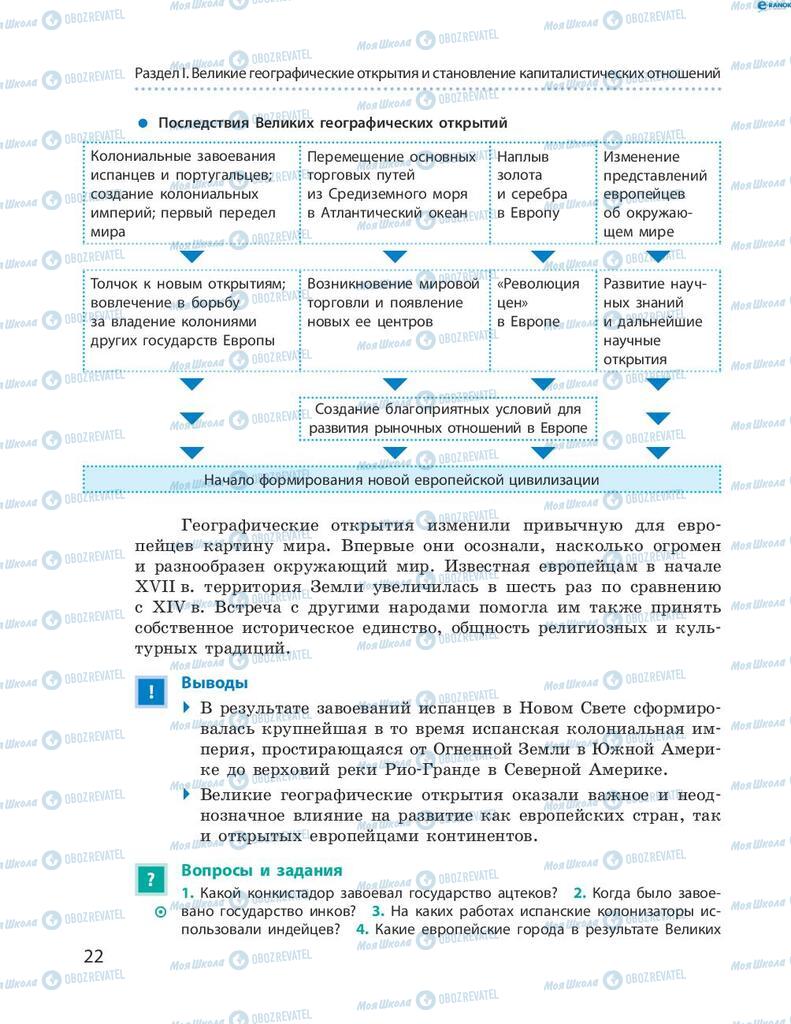 Підручники Всесвітня історія 8 клас сторінка 22