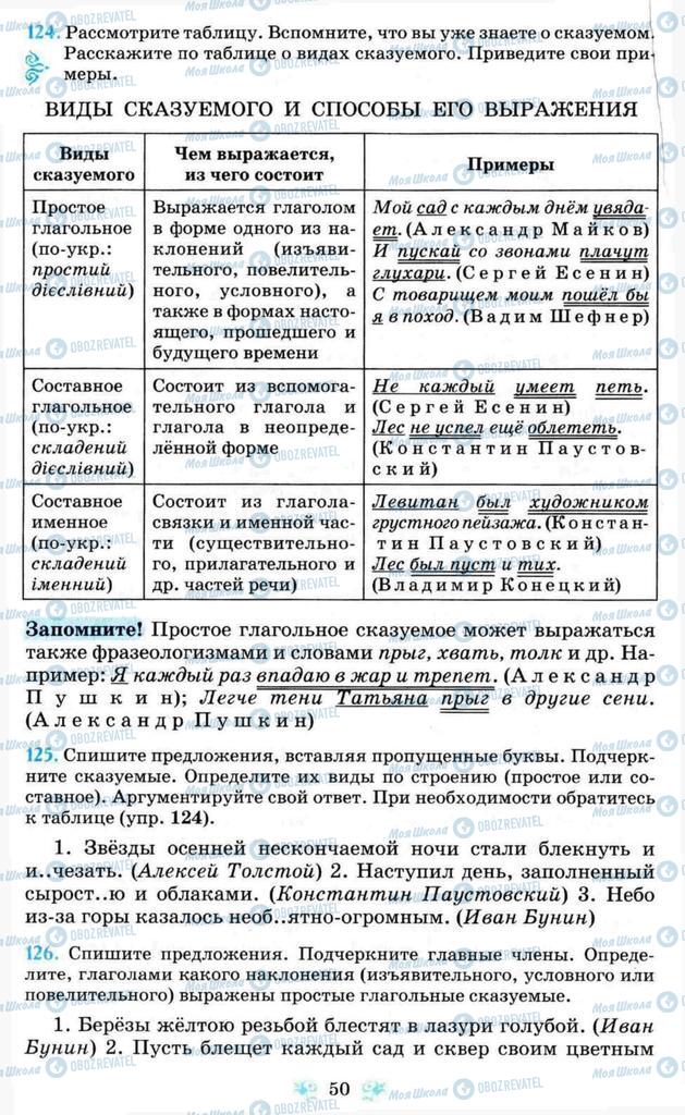 Підручники Російська мова 8 клас сторінка  50