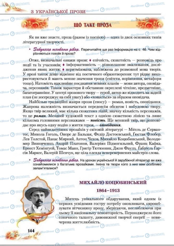 Підручники Українська література 8 клас сторінка  144