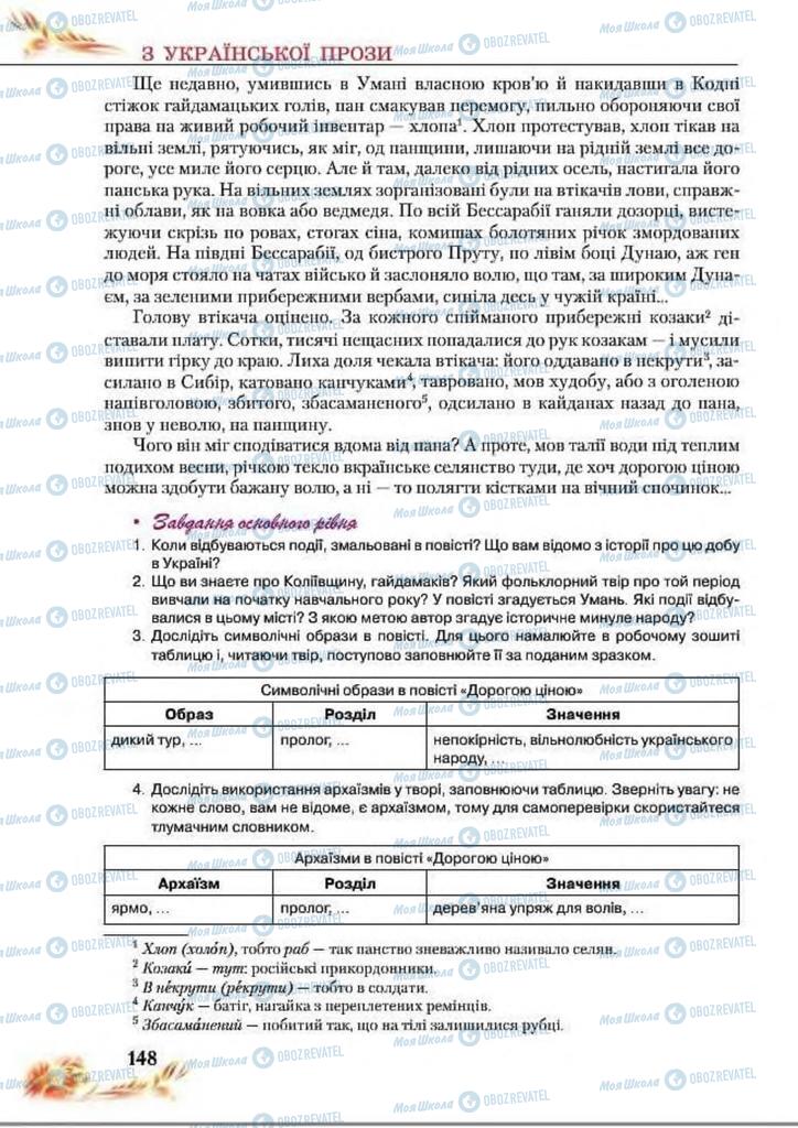 Учебники Укр лит 8 класс страница  148