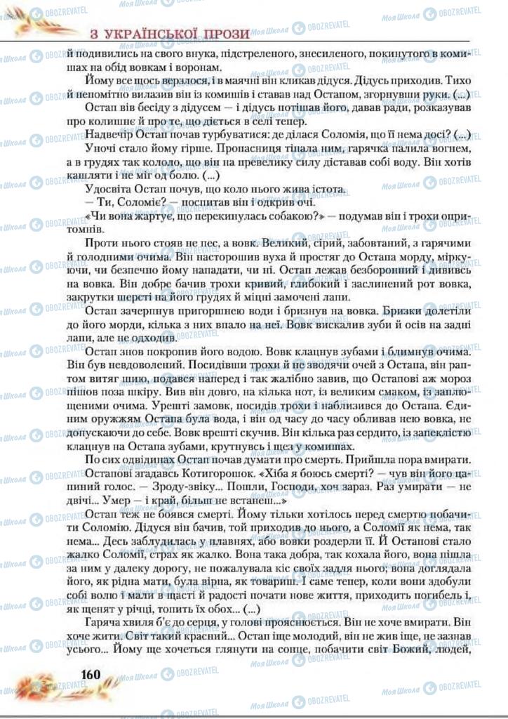 Учебники Укр лит 8 класс страница  160