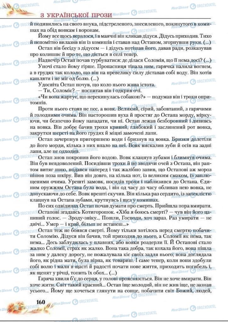 Підручники Українська література 8 клас сторінка  160