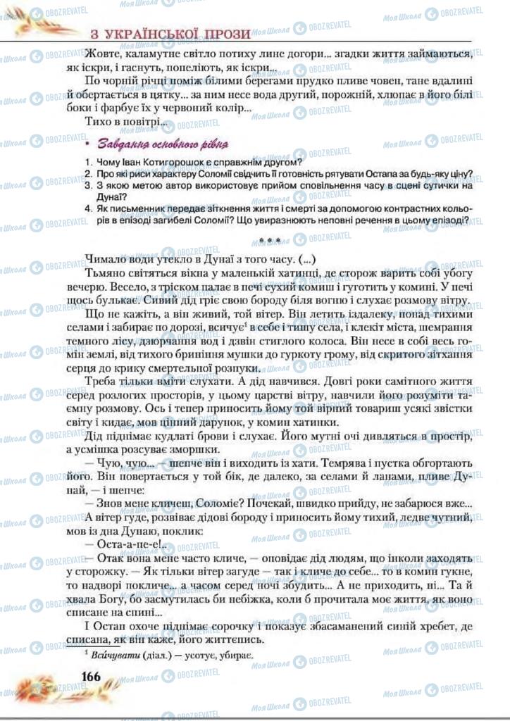 Підручники Українська література 8 клас сторінка  166