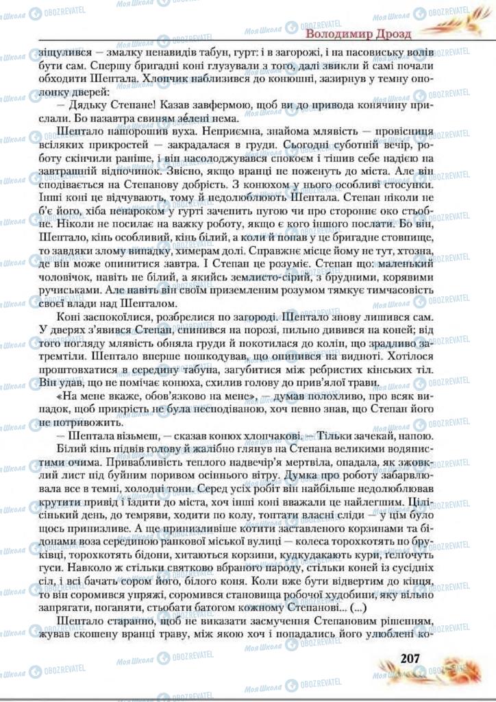 Підручники Українська література 8 клас сторінка  207