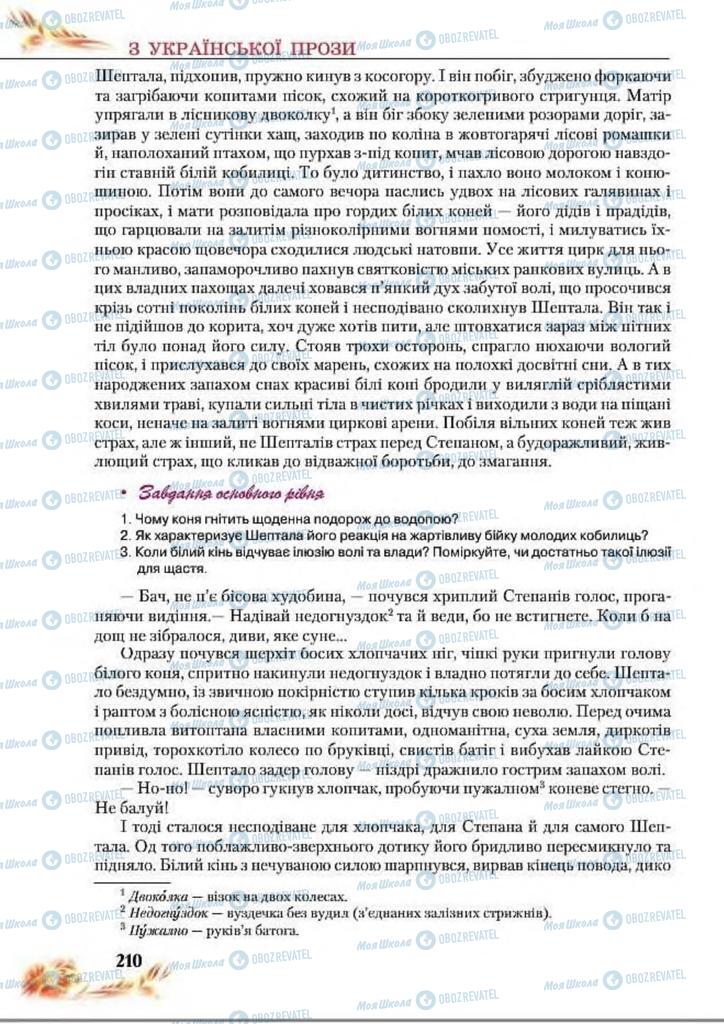 Підручники Українська література 8 клас сторінка  210