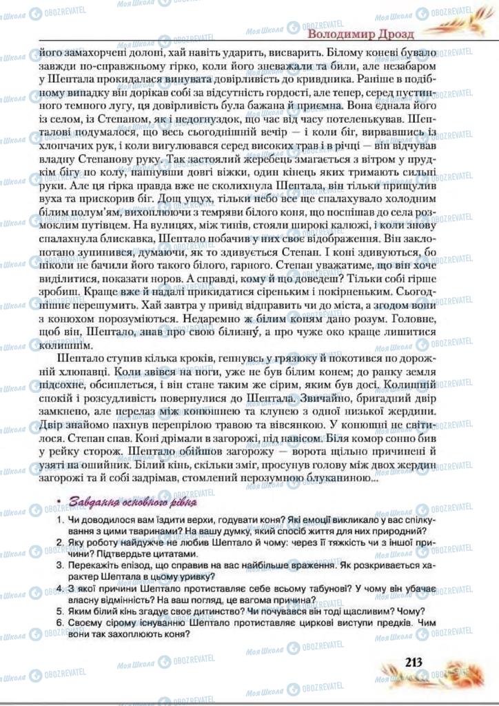 Підручники Українська література 8 клас сторінка  213