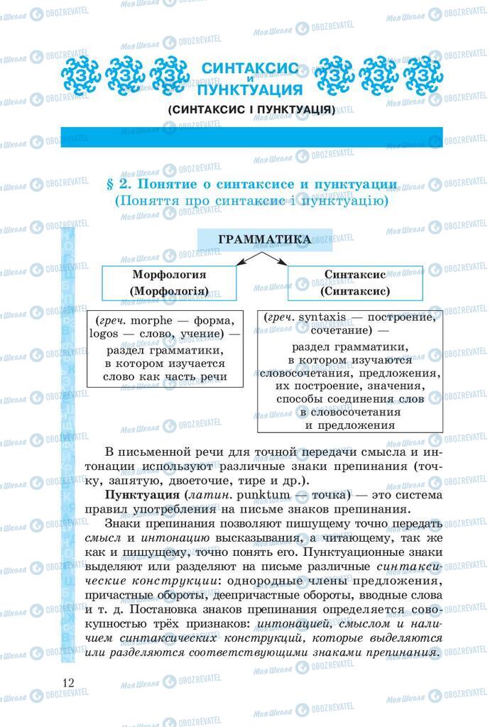 Підручники Російська мова 8 клас сторінка  12