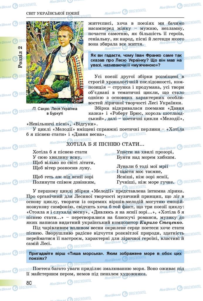 Учебники Укр лит 8 класс страница  80