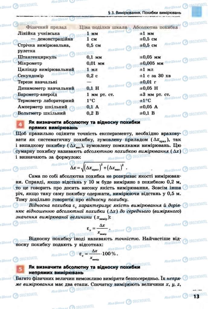 Підручники Фізика 10 клас сторінка  13