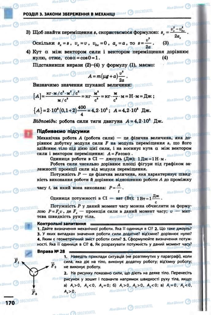 Підручники Фізика 10 клас сторінка  170