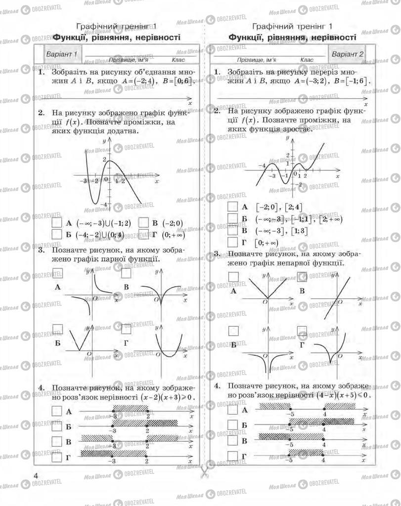 Підручники Алгебра 10 клас сторінка 4