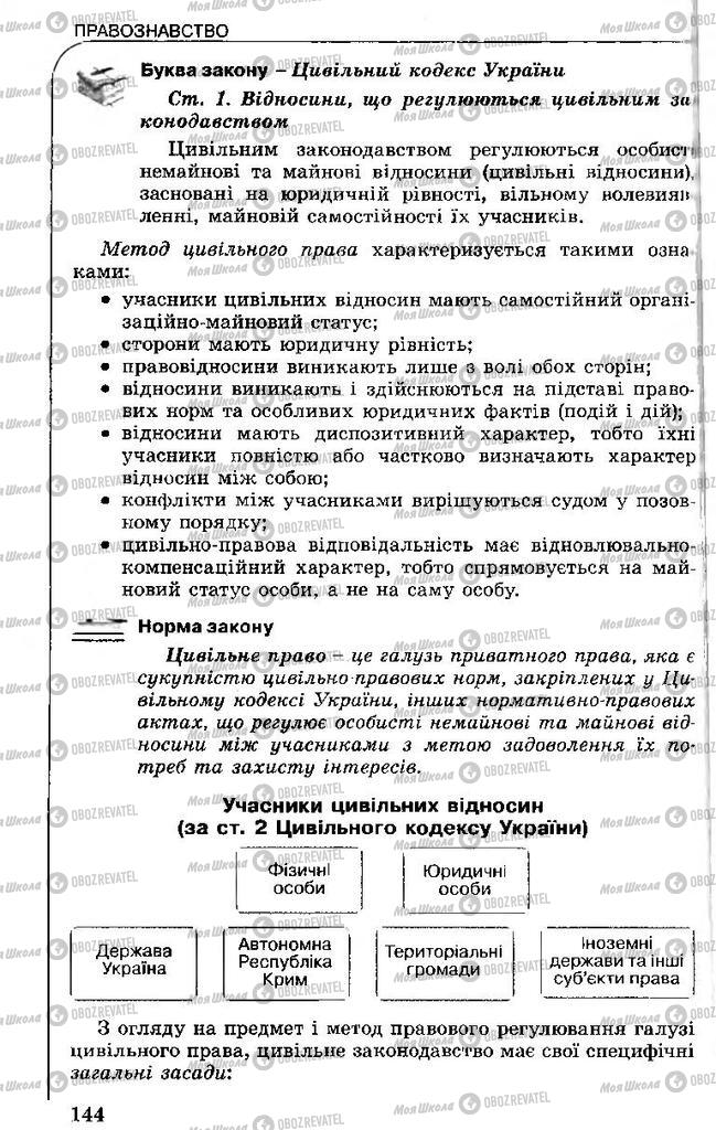 Підручники Правознавство 11 клас сторінка 144