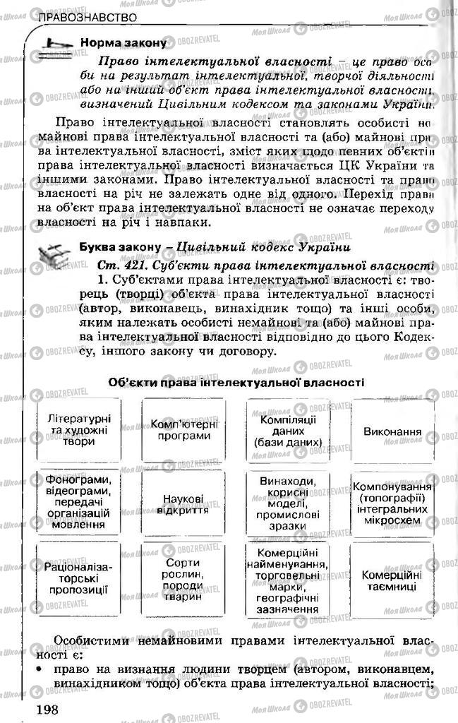 Підручники Правознавство 11 клас сторінка 198