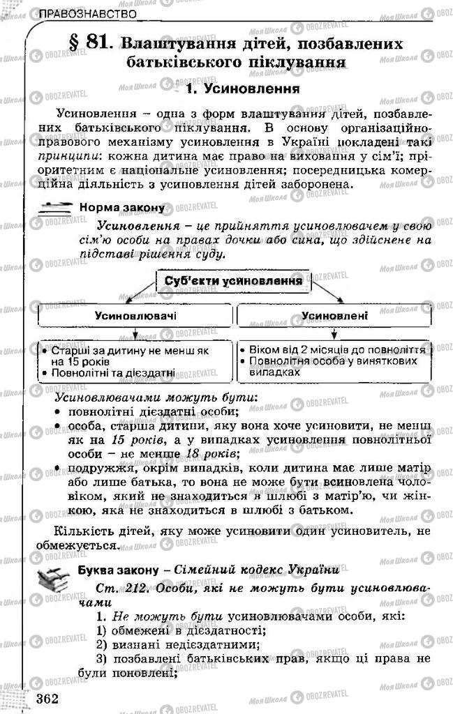 Підручники Правознавство 11 клас сторінка 362