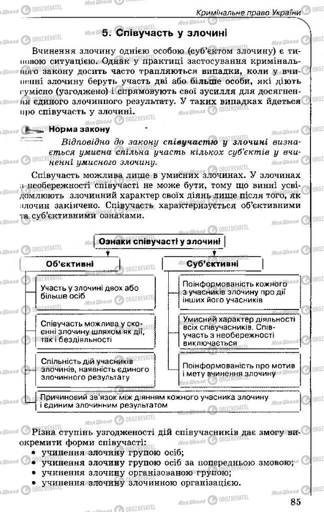 Підручники Правознавство 11 клас сторінка 85