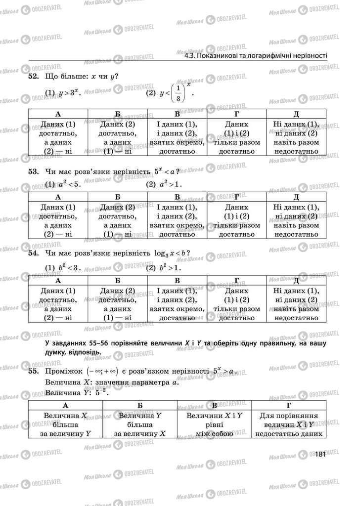Підручники Математика 11 клас сторінка 181