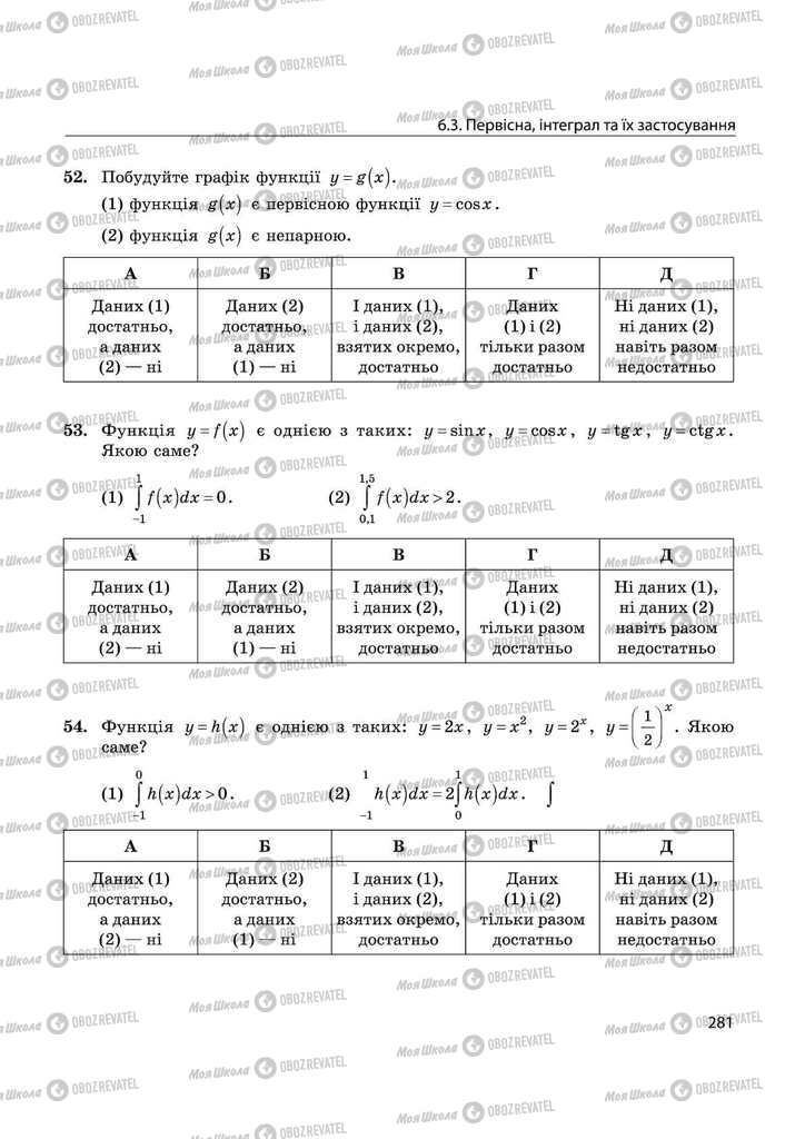 Підручники Математика 11 клас сторінка 281