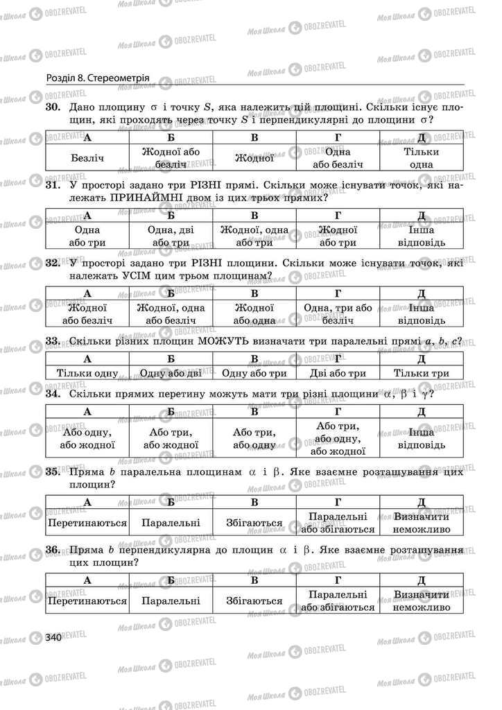 Підручники Математика 11 клас сторінка 340