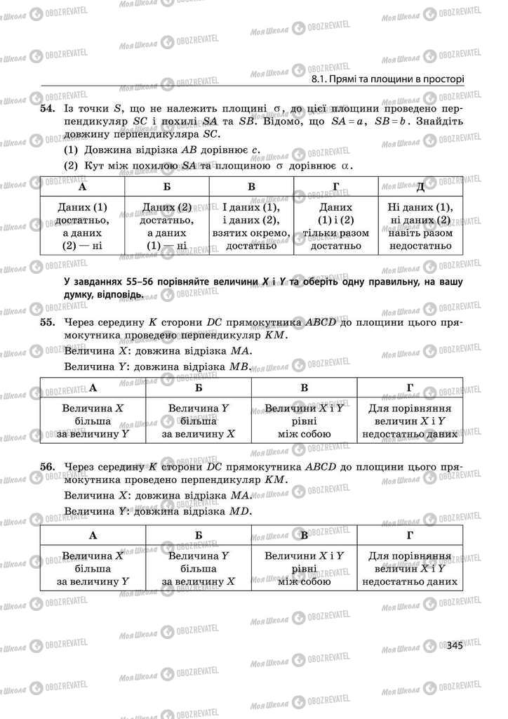 Підручники Математика 11 клас сторінка 345