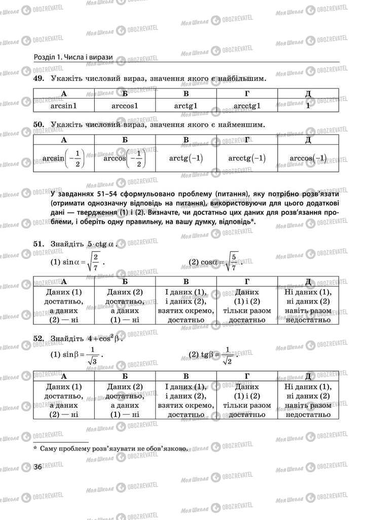 Підручники Математика 11 клас сторінка 36