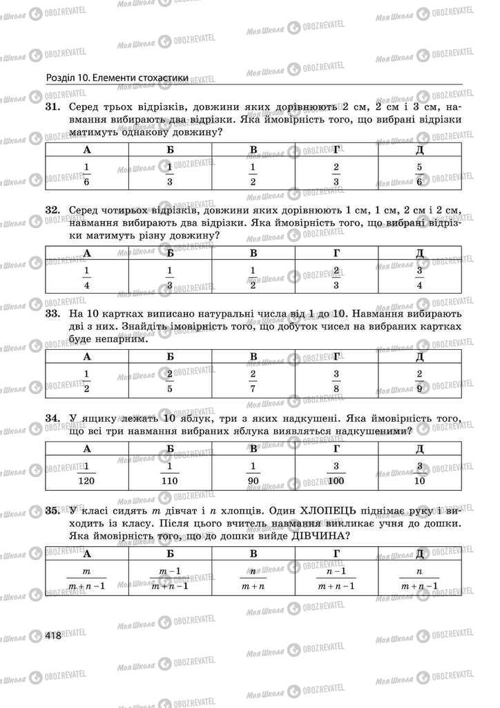 Підручники Математика 11 клас сторінка 418