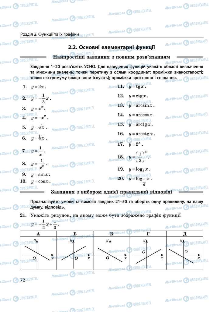 Підручники Математика 11 клас сторінка 72