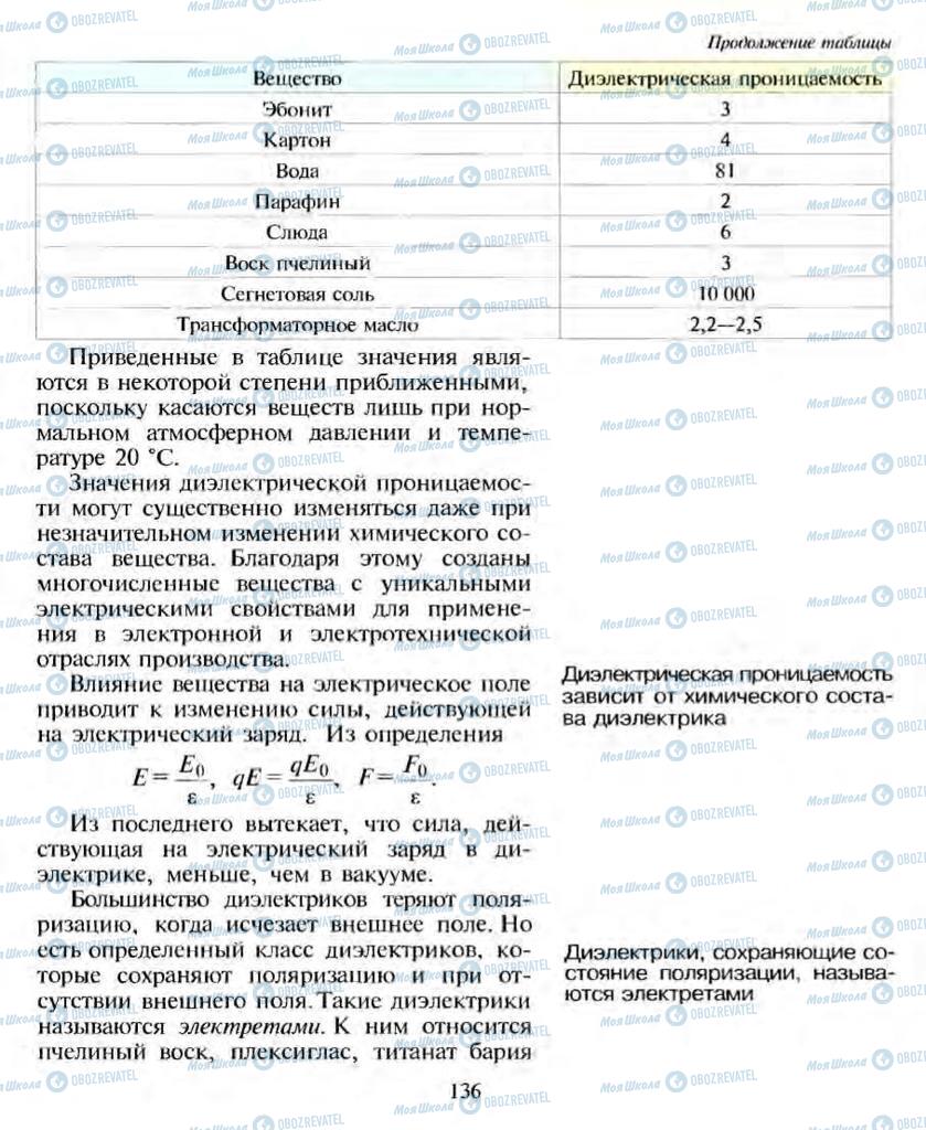 Підручники Фізика 10 клас сторінка 136