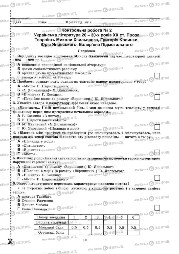 Учебники Укр лит 11 класс страница  33