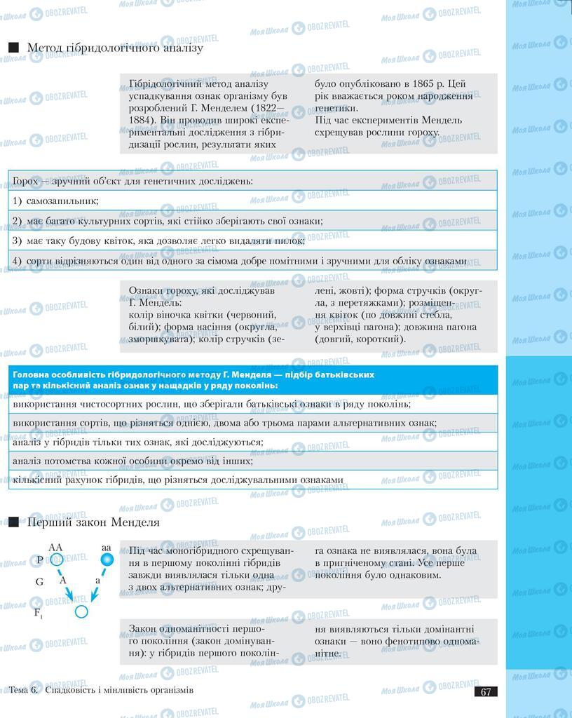 Підручники Біологія 11 клас сторінка 67