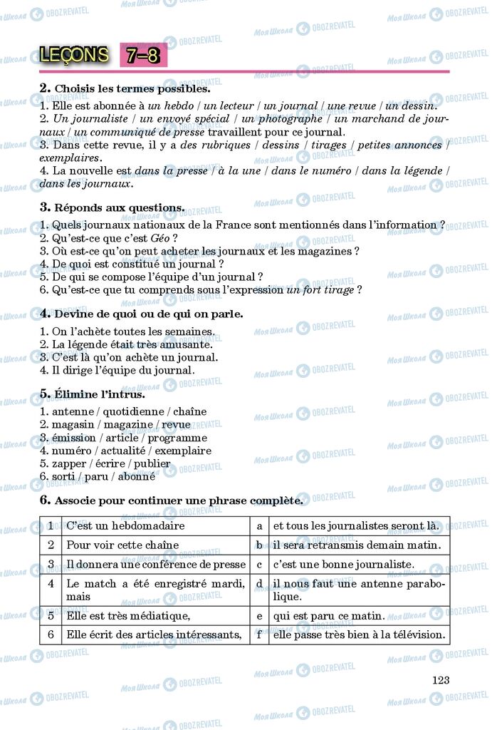 Підручники Французька мова 9 клас сторінка 123