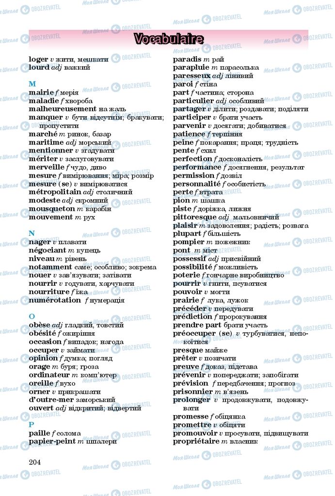 Підручники Французька мова 9 клас сторінка 204