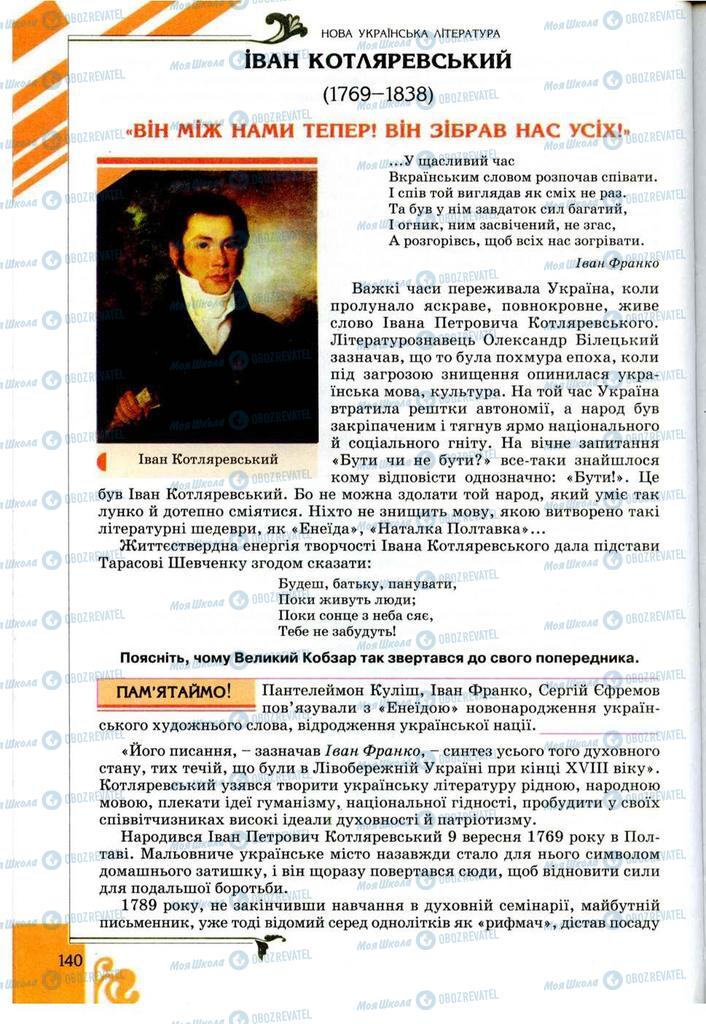 Підручники Українська література 9 клас сторінка 140