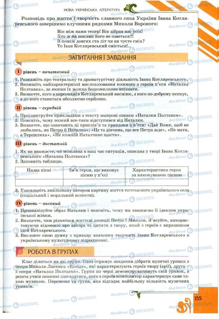 Підручники Українська література 9 клас сторінка 155