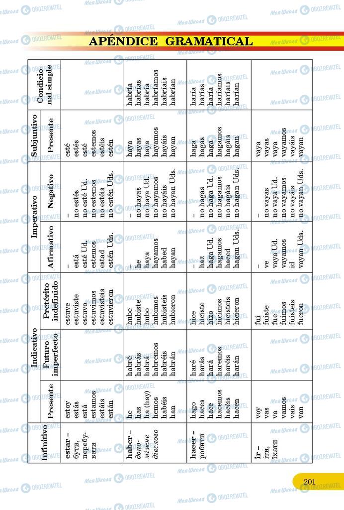 Підручники Іспанська мова 9 клас сторінка 201