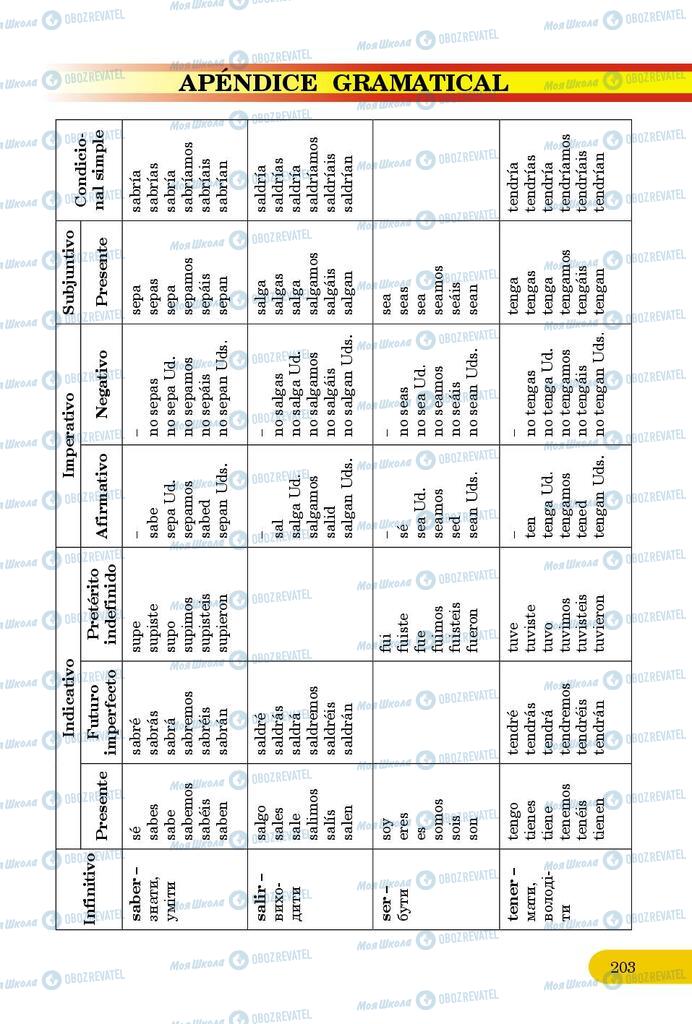Підручники Іспанська мова 9 клас сторінка 203
