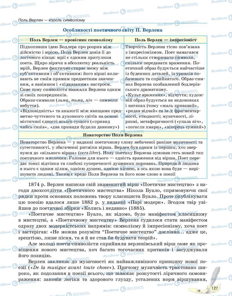 Підручники Зарубіжна література 10 клас сторінка 127