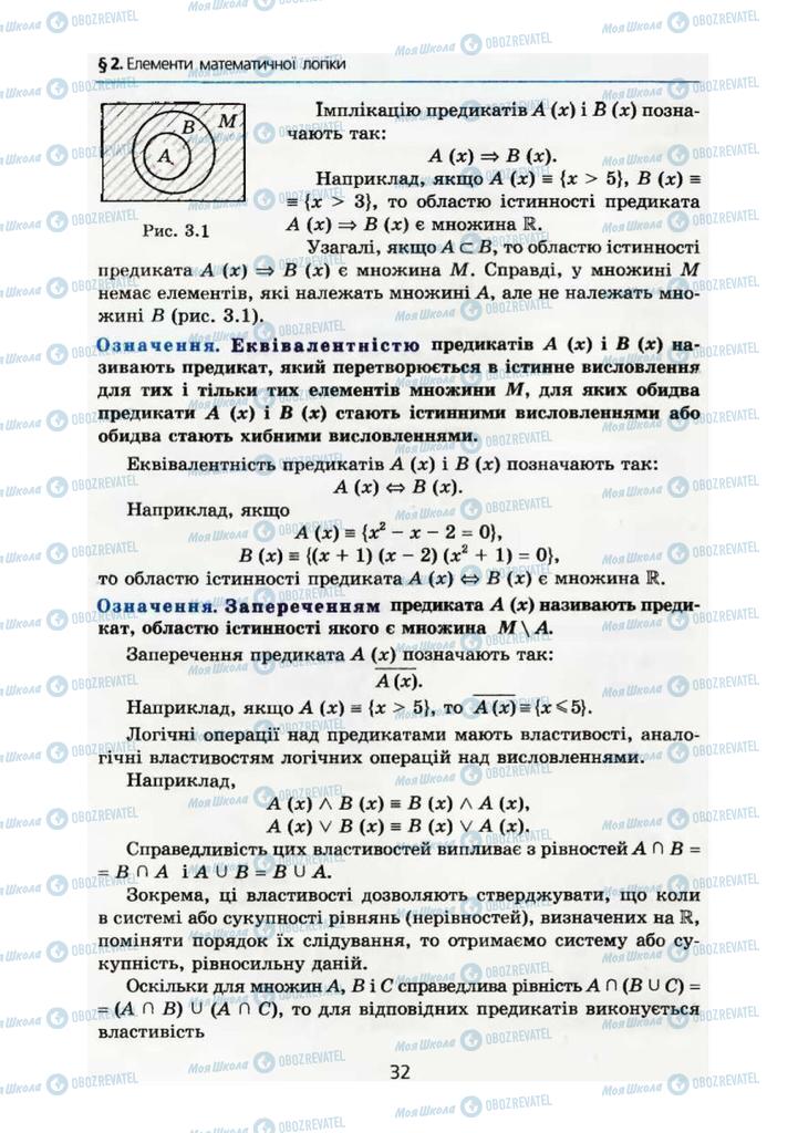 Підручники Алгебра 10 клас сторінка 32