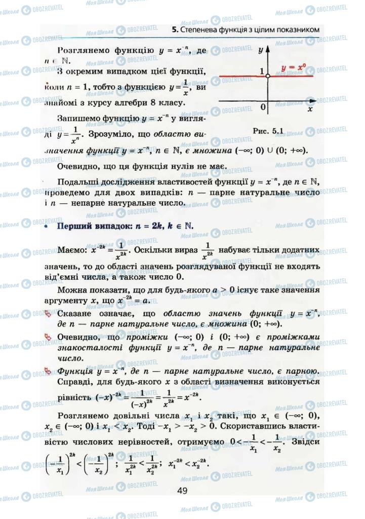 Підручники Алгебра 10 клас сторінка 49