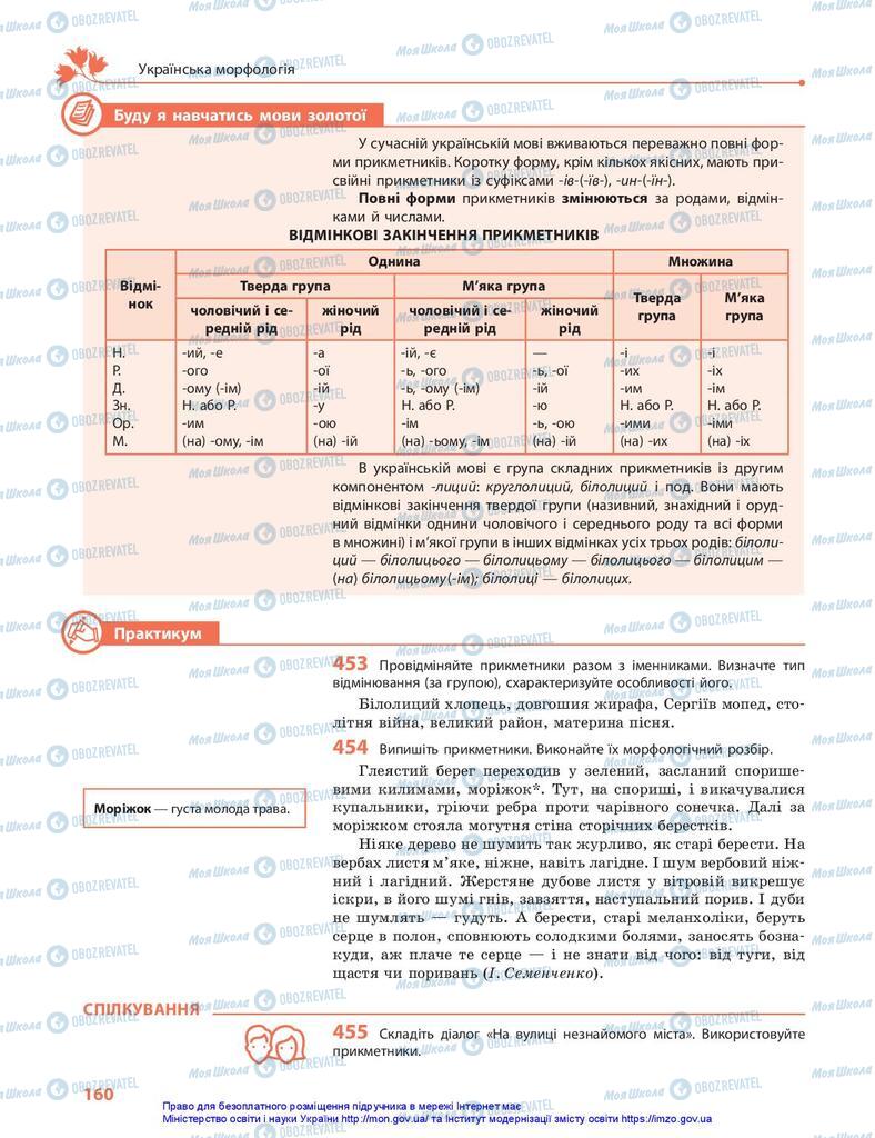 Підручники Українська мова 10 клас сторінка 160