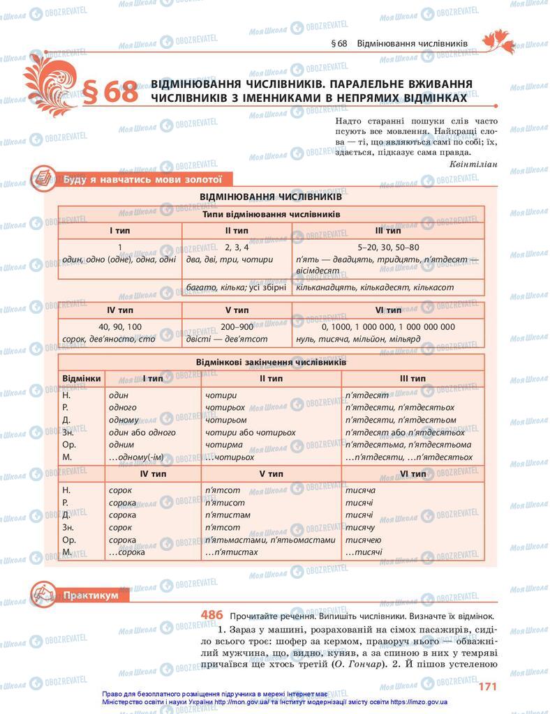 Учебники Укр мова 10 класс страница 171